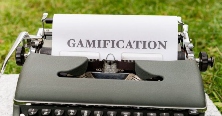 Gamification - A typewriter with the word gamification written on it